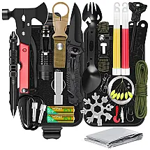 kit de Sobrevivência, Emergência para Acampamento, 32 Peças, ESUP, Preto