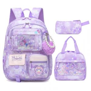 Mochila Alrisg roxa 17" com múltiplos bolsos, à prova de respingos