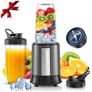 Liquidificador Portátil com Capacidade de 800mL e 6 Lâminas de Aço Inoxidável, 1300W, LAMPICK, Cinza