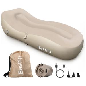 Sofá Inflável com Bomba Embutida, Para até 150KG, Bestrip, Bege
