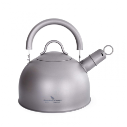 Chaleira de Chá Ultraleve Boundless Voyage Ti1584A 2 Litros em Titânio com Apito, Cinza
