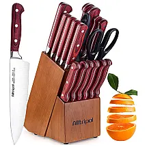 Conjunto de Facas, 18 Peças, Aço Inoxidável, ALLTRIPAL, Marrom