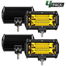 Farol de Milha LED Off Road Linha Tripla Alumínio Fundido à Prova Dágua Poeira, TURBO SII, Amarelo