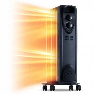 MELLCOM Aquecedor Elétrico a Óleo, 3 Modos de Aquecimento, 1500W, 110V, Preto