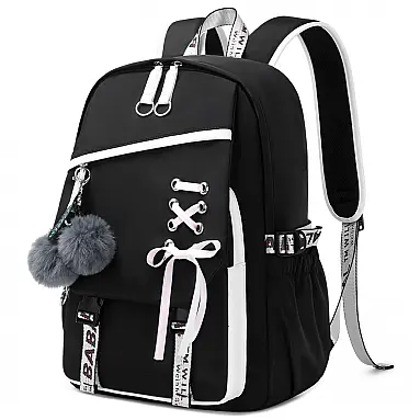 Mochila FENGDONG preta para adolescentes,