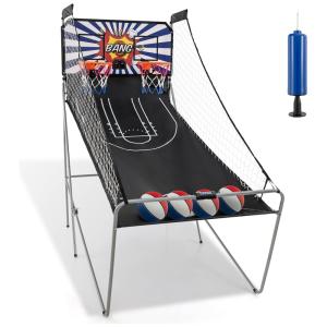 Basquete Eletrônico Arcade Dobrável Giantex, com 8 Modos de Jogo, 4 Bolas, 2 Cestos, Bomba de Ar e Placar LCD, Ideal para Adultos