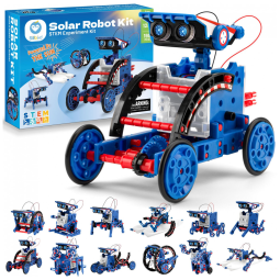 Kit STEM Robô Solar de Montar Sillbird 12 em 1 Azul e Vermelho com 190 Peças – Energia Solar