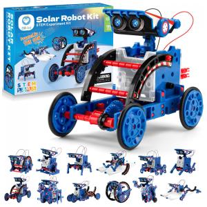 Kit STEM Robô Solar de Montar Sillbird 12 em 1 Azul e Vermelho com 190 Peças – Energia Solar