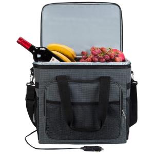 Bolsa Térmica Elétrica Dobrável e Portátil 25L, 12V Quente, Frio, YAPASPT , Preto