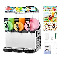 Máquina de Slush Raspadinha ROVSUN 45L Triplo Tanque 900W Frozen Comercial Prata 110V