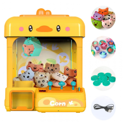 Claw Machine cxjoigxi Duck Amarela – Máquina de Garra Eletrônica Infantil com Luzes, Sons Ajustáveis e Dispensador de Brinquedos