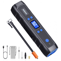 Compressor de Ar Portátil 150 PSI Recarregável com Tela LED e Bateria 6000mah, 5V, Nulksen, Preto e Azul