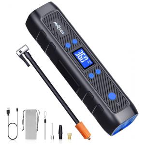 Compressor de Ar Portátil 150 PSI Recarregável com Tela LED e Bateria 6000mah, 5V, Nulksen, Preto e Azul