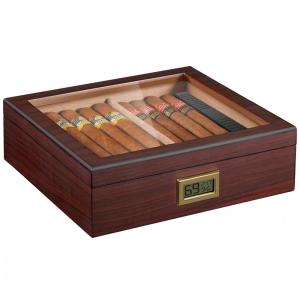 Umidor de Charutos Flauno em Cedro Espanhol com Higrômetro Digital, Umidificador e Divisor - Caixa Artesanal para Armazenamento Ideal de