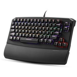 Teclado Ergonômico com Fio Recarregável Reduz a Tensão das Mãos com Descanso de Pulso e Luz LED, LIGHTSALT, Preto