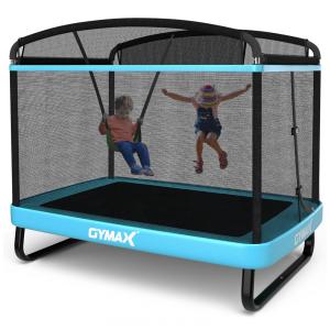 Cama Elastica Infantil com Diâmetro, Rede de Proteção e Balanço para até 100 kg, GYMAX, Azul