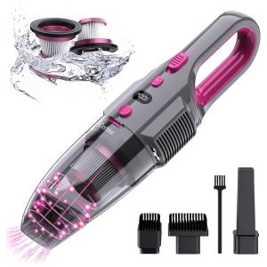 Aspirador de Pó Automotivo Portátil e Recarregável 2000mAh com Luz LED, Potente 7000PA, CERBIUT, Cinza