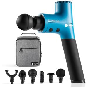 Massageador Pistola Elétrico Profissional Sem Fio 6 Acessórios, LIFEPRO 320, Azul