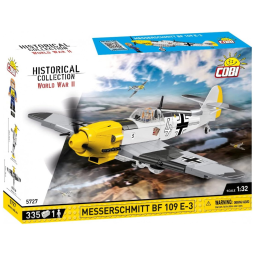 Kit de Construção Avião Messerschmitt BF 109 E 3 da Segunda Guerra Mundial com 335 Peças, COBI, Cinza e Amarelo