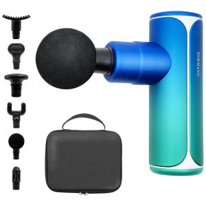 Formano FM02 Massageador Pistola Elétrico Profissional Sem Fio 6 Acessórios, Azul