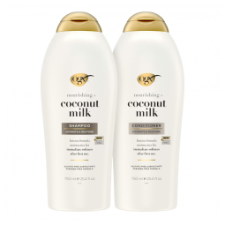 Shampoo e Condicionador 750 ml de Leite de Coco para Hidratação e Nutrição, OGX 67450, Branco