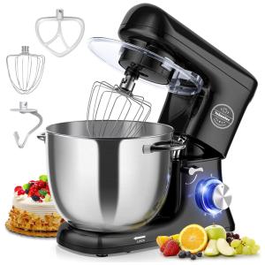 Tobeelec Batedeira 7L Aço Inoxidável, 6 velocidades 120V, 660W, Preto