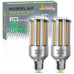 Lâmpada LED Base E26, E27 com 3000 Lumens Branca Neutra 250W, 2 Unidades, HUIERLAI, Branco