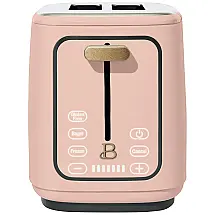 Torradeira elétrica Beautiful 2 fatias rosa com display digital touch, ranhuras largas, 7 níveis de tostagem, bandeja de migalhas, 900W