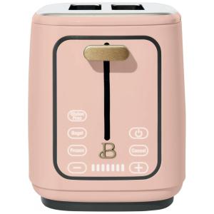 Torradeira elétrica Beautiful 2 fatias rosa com display digital touch, ranhuras largas, 7 níveis de tostagem, bandeja de migalhas, 900W