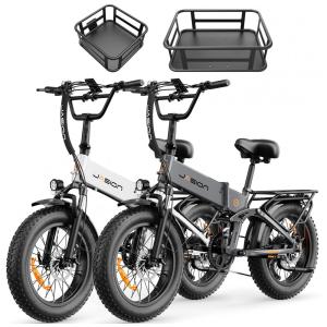 Kit 2 bikes elétricas dobráveis Jasion X-Hunter/Hunter Pro cinza e branca, 20x4, até 1800W, baterias 48V, 7 marchas, 110V