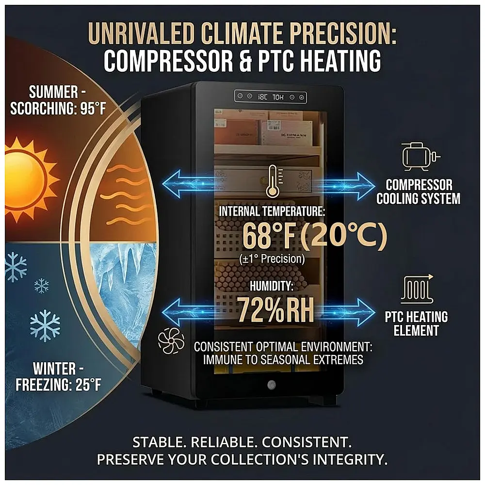 Humidor Elétrico Koyike 45L Compressor Refrigeração e Aquecimento 250-350 Charutos 110V — foto 2