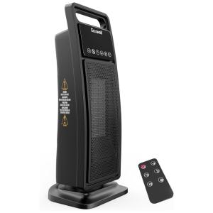 Aquecedor Elétrico de Cerâmica com 3 Modos, Controle Remoto e Temporizador, 1500W 110V, KECOWELL EHT200, Preto