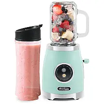 Liquidificador para Vitaminas com Jarra de Vidro 500 mL e Copo Portátil, 300W, 110v, AMERICANA Retro Personal Blender, Azul