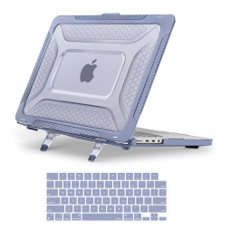MOSISO Case 16" para MacBook Pro com Bumper TPU Honeycomb, Kickstand Dobrável e Capa de Teclado, Lavanda Cinza