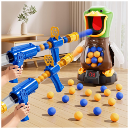 NIPLOOOW Jogo de Tiro ao Pato com Alvo Móvel, 2 Lançadores com Bomba de Ar, 48 Bolinhas de Espuma e Placar LCD