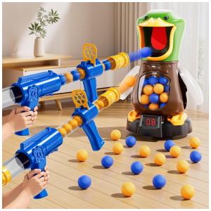 NIPLOOOW Jogo de Tiro ao Pato com Alvo Móvel, 2 Lançadores com Bomba de Ar, 48 Bolinhas de Espuma e Placar LCD