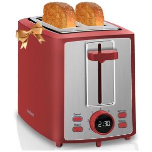 Torradeira Elétrica 2 Fatias 7 Níveis de Tostagem, Display LCD, 110V 900W, SEEDEEM, Vermelha