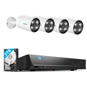 Sistema de Câmeras de Segurança 8 Canais 4K 8MP PoE, 4 PCS, REOLINK RLK8 810B4 A, Branco