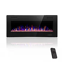 Lareira Elétrica Crzoe 107x46cm 1500W LED 12 Cores Timer Embutir 110V