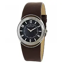 Relógio Modiva 239 Clássico 34mm com Mostrador Preto, Pulseira de Couro Marrom Escuro e Fivela Tang em Prata - Stuhrling.