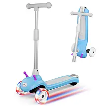 Patinete Elétrico para Crianças de 2 a 8 anos com 3 Rodas e LED, Peso Max 50kg, Gobazaar, Azul