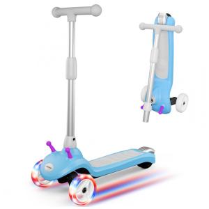 Patinete Elétrico para Crianças de 2 a 8 anos com 3 Rodas e LED, Peso Max 50kg, Gobazaar, Azul