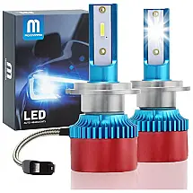 Kit Xenon Lâmpadas LED Branca 14000 Lumens 6000K, 9005, H7, 2 Peças, M MONMONMA Mini8, Azul