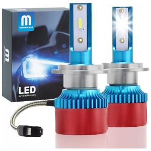Kit Xenon Lâmpadas LED Branca 14000 Lumens 6000K, 9005, H7, 2 Peças, M MONMONMA Mini8, Azul