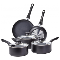 Conjunto de Panelas e Frigideiras Antiaderentes, 8 Peças, LFFP16023, Preto