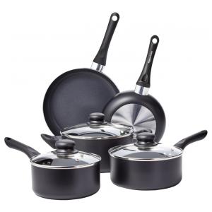 Conjunto de Panelas e Frigideiras Antiaderentes, 8 Peças, LFFP16023, Preto