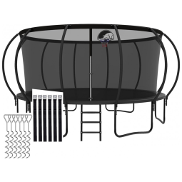 Cama Elastica Capacidade até 680 kg com Cesta de Basquete, Rede de Enclosure e Estacas de Vento, CITYLE, Preto