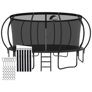 Cama Elastica Capacidade até 680 kg com Cesta de Basquete, Rede de Enclosure e Estacas de Vento, CITYLE, Preto