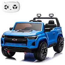 Carro Elétrico Infantil Chevrolet Colorado Licenciado 24V, 2 Lugares, 4WD, Controle Remoto, Música, Alarme, Megafone, Azul