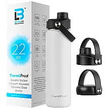 Garrafa Térmica de Aço Inoxidável 650 mL com Isolamento a Vácuo e 2 Tampas Antivazamento – Better Life Branco